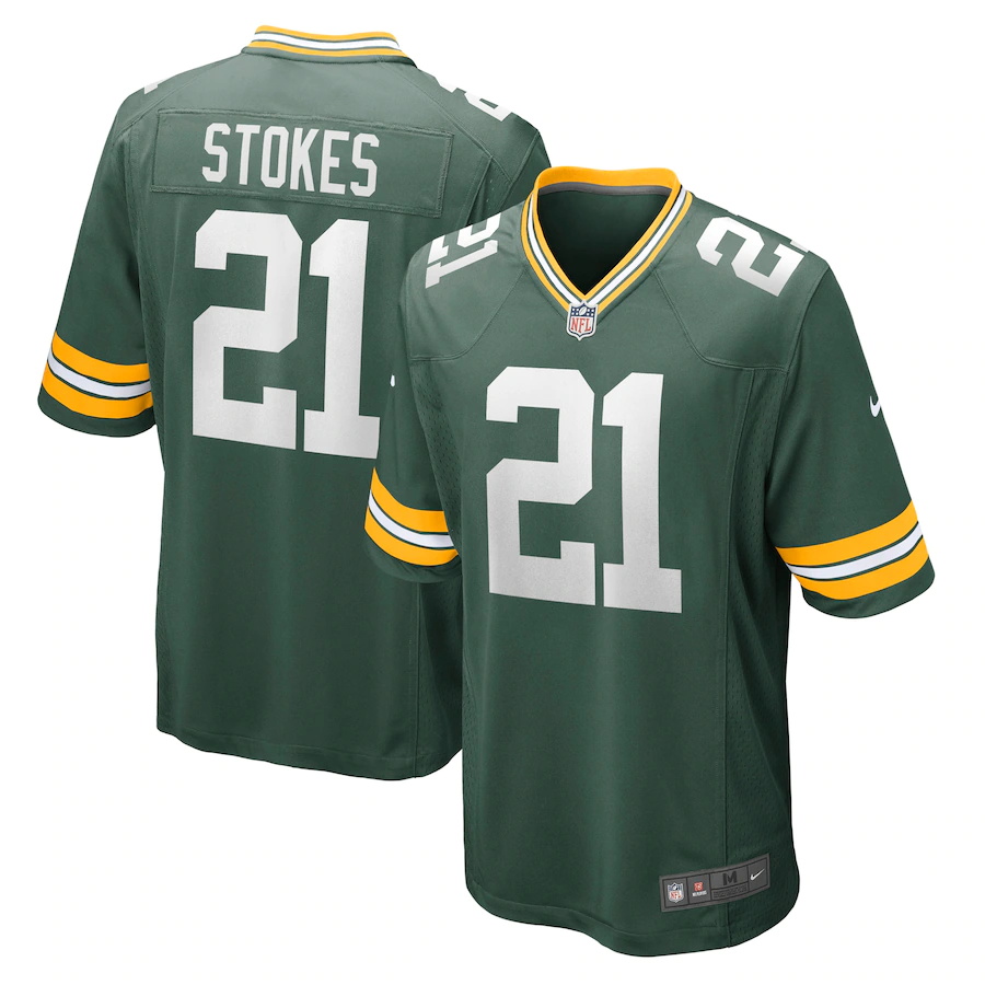 Mens Green Bay Packers #21 Eric Stokes Nike Green 2021 NFL Draft First Round Pick Game Jersey->los angeles chargers->NFL Jersey